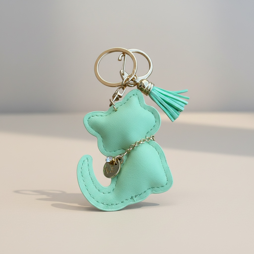 Portachiavi Gatto con Nappina – Disponibile in 3 Colori