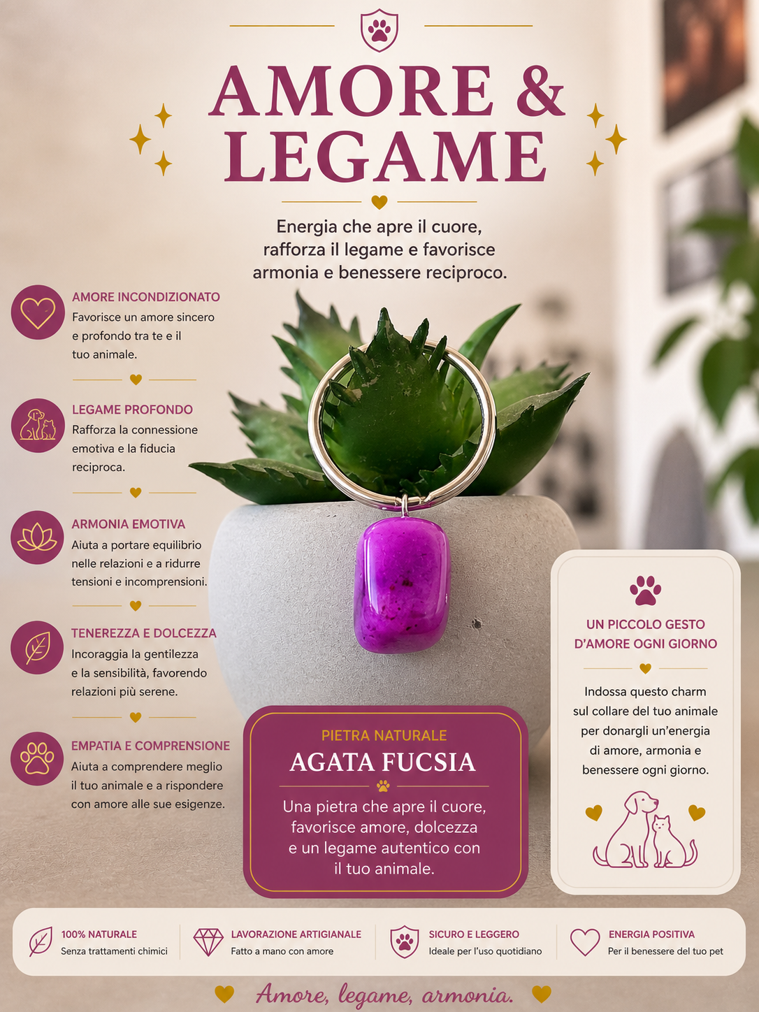 Charm - amore e legame - Agata fucsia