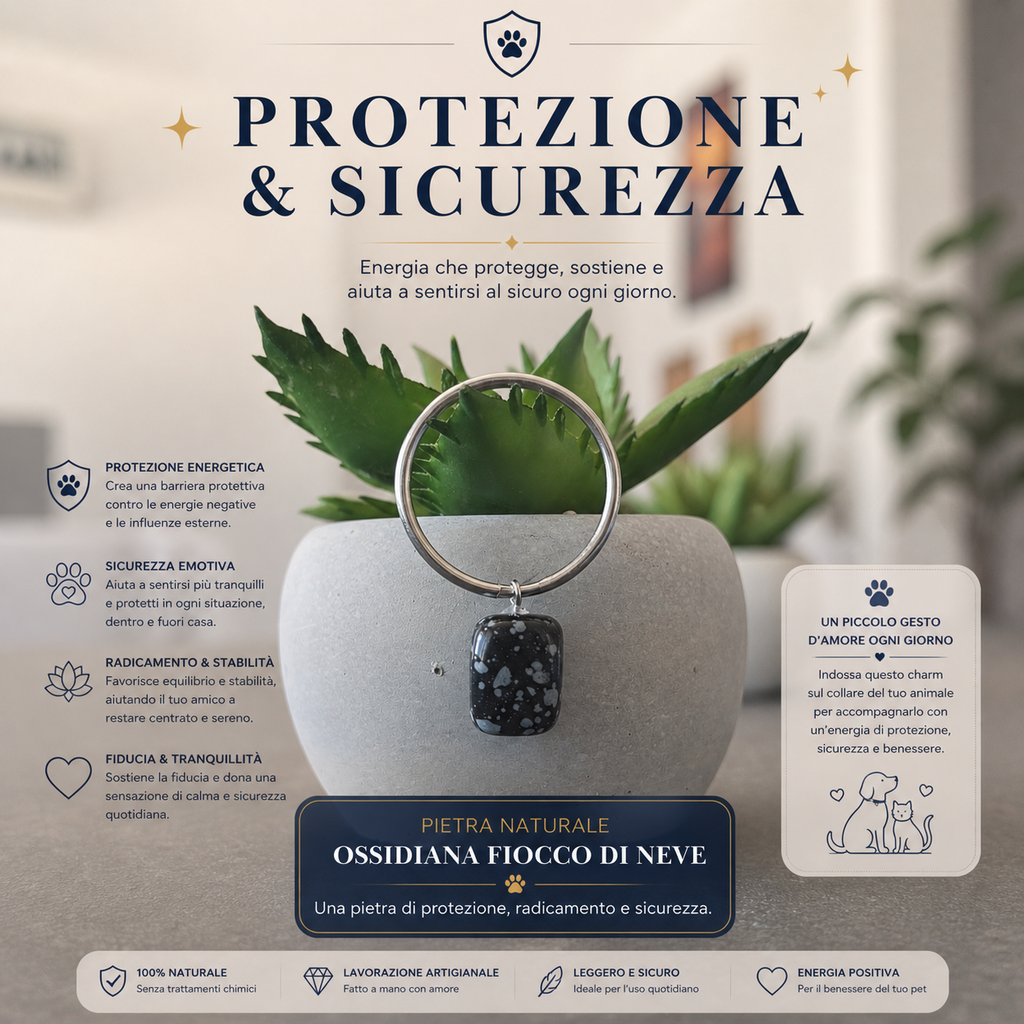 Charm - protezione e sicurezza - ossidiana fiocco di neve