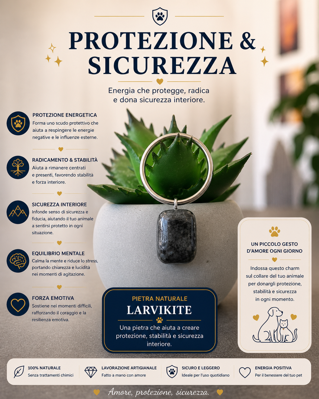 Charm - protezione e sicurezza - Larvikite
