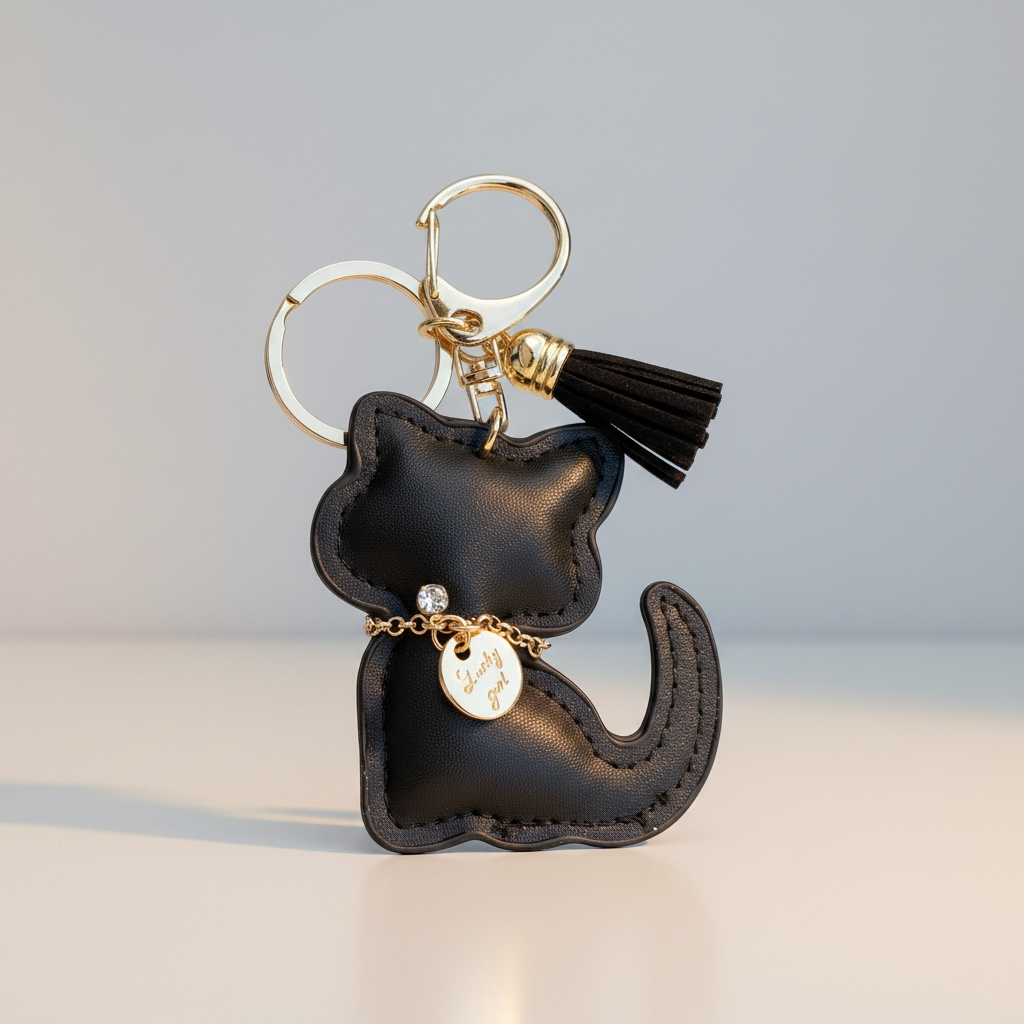 Portachiavi Gatto con Nappina – Disponibile in 3 Colori