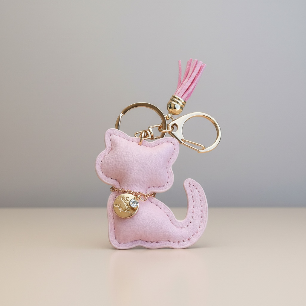 Portachiavi Gatto con Nappina – Disponibile in 3 Colori