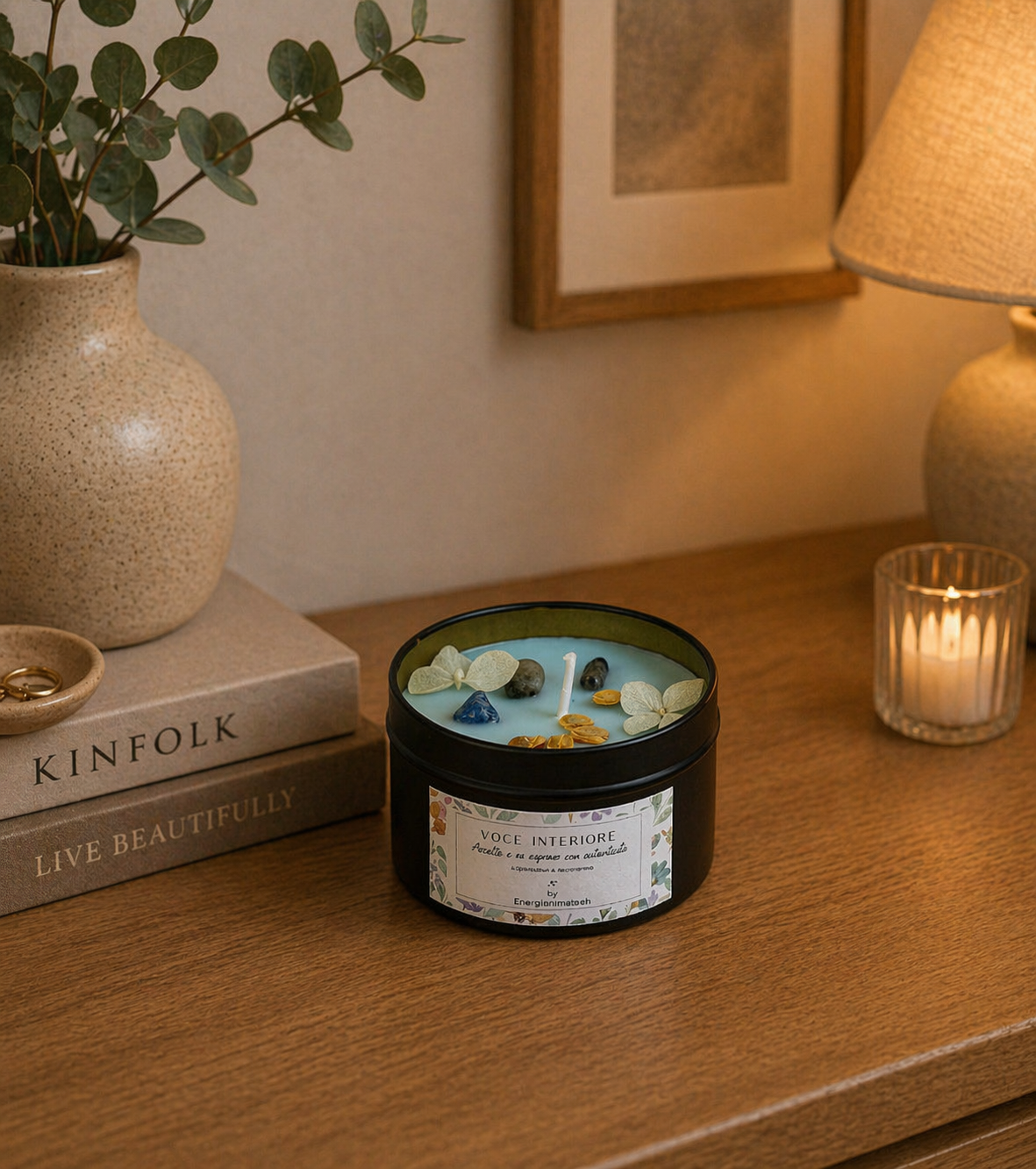CANDELE ENERGETICHE CON CRISTALLI E PROFUMI NATURALI