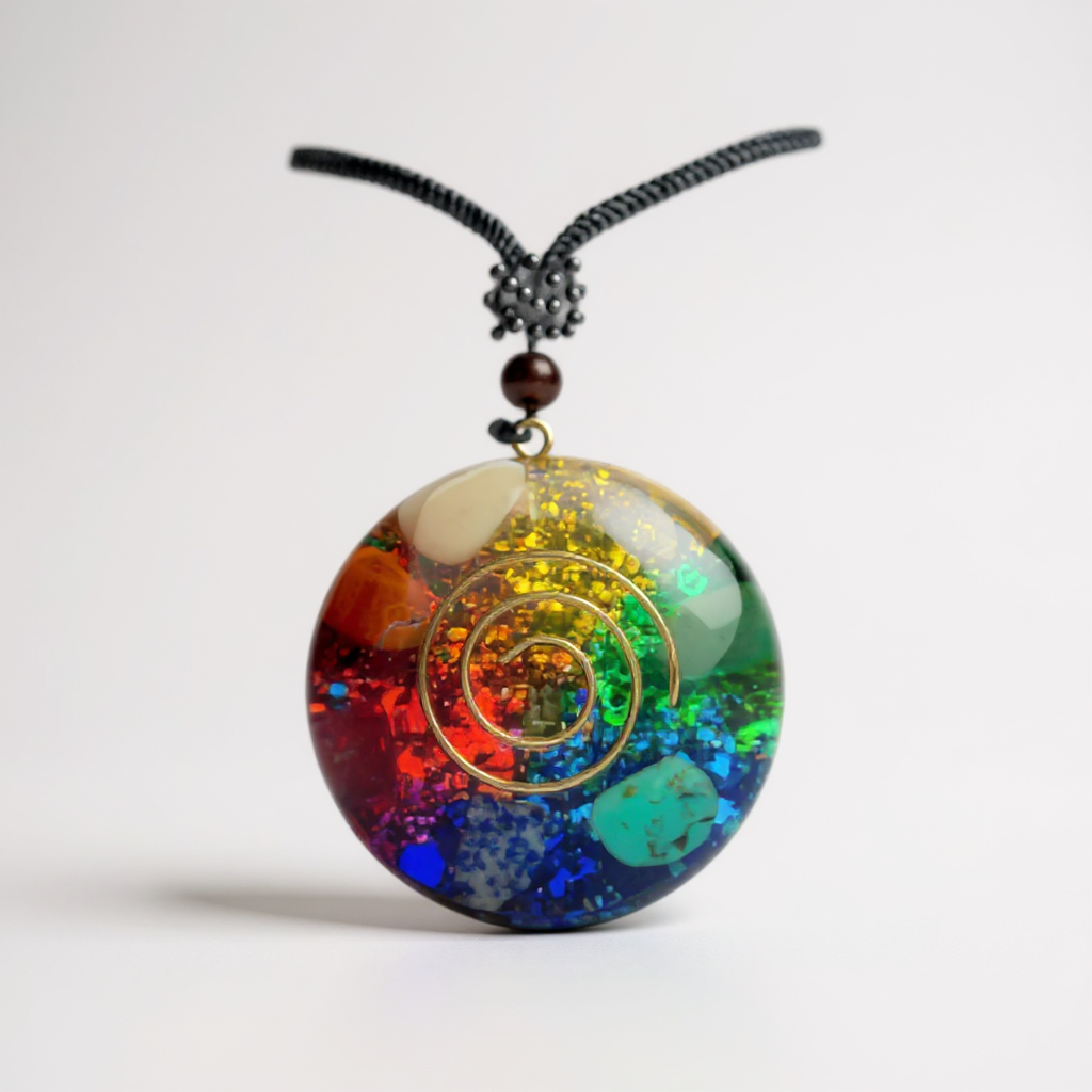 COLLANA CHAKRA CON SPIRALE DORATA – EQUILIBRIO ENERGETICO